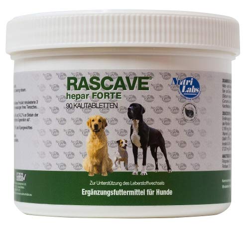 NutriLabs Tabletas Rascave Hepar Forte para Perros 90 PCS. - Tabletas hepáticas - Vitaminas B para perros - Productos de salud para perros - Suplementos dietéticos Perro - Complejo hepático