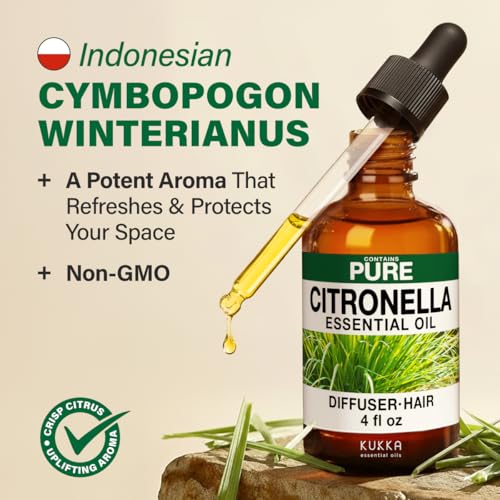 Image of 100% Pure Citronella Oil - 4 Fl Oz Citronella Essential Oil for Hair, Skin, Diffuser, Aromatherapy & DIY Soap Making Scent