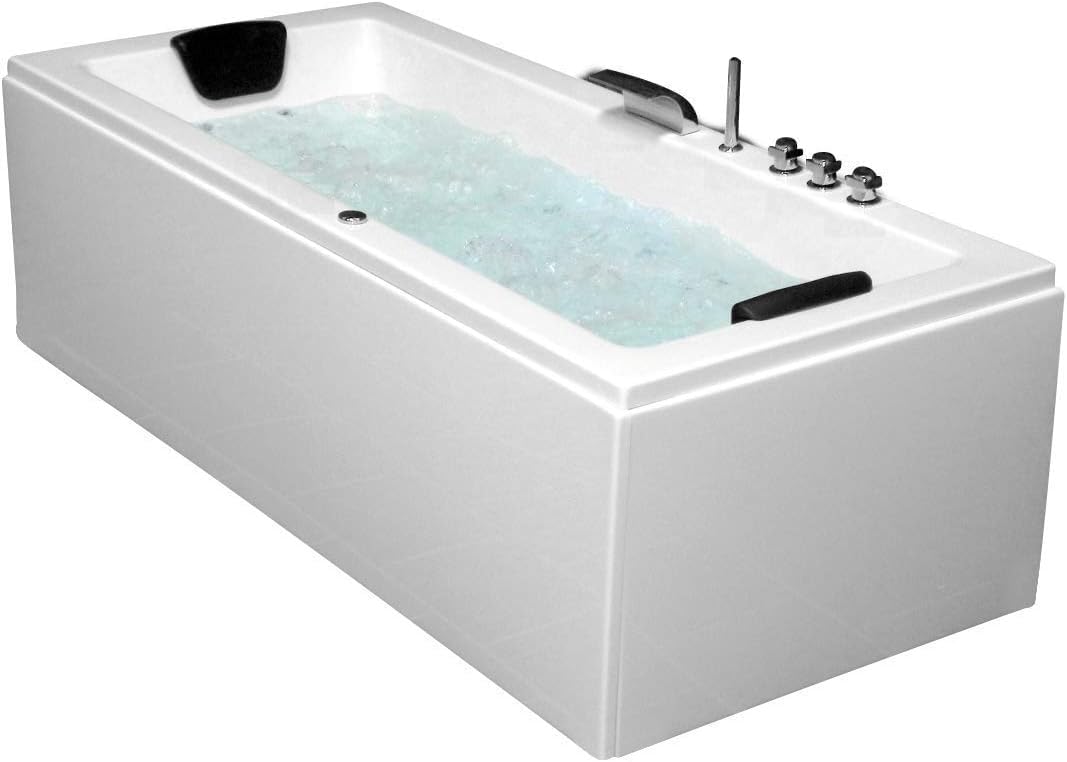 Whirlpool Vasca Venezia Made in Germany Destra o Sinistra 150/160/170 x 75 cm con 6 Massaggio Ugelli + con Rubinetti Runde Destro/Sinistra Vasca Angolare