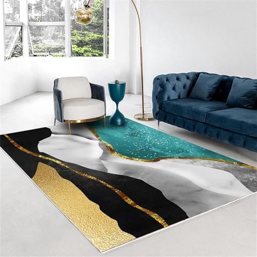 Tapis abstrait noir salon et grand dressing moderne multicolore - 2