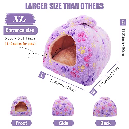 Image of HOMEYA Small Animal Pet Bed, Sleeping House Habitat Nest for Guinea Pig Hamster Hedgehog Rat Chinchilla Hideout Bedding Snuggle Sack Cuddle Cup Cage Accessories with Washable Mat- XL(Purple)