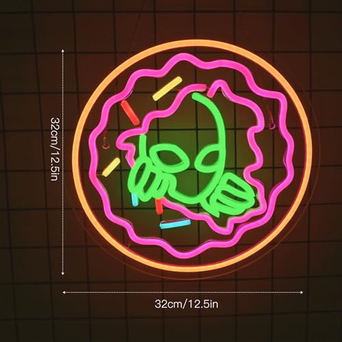 Image of Alien Eat Tacos Neon Sign Colorful LED Wall Light for Restaurant Decor | 12.5IN*12.5IN,Five level brightness adjustment,USB powered,For Restaurant,Kitchen,Store,Snack,Shop,Party,Business