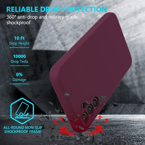 Image of DIZORO Microfiber Candy Case Compatible for Samsung A15 5G Smooth Touch Cushion Liquid Soft Silicone Gel Rubber Phone Cases Non-Slip Full Body Protective Shockproof Back Cover (Wine Red)