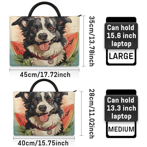 Watermelon Cute Dog Watercolour Laptop Sleeve with Handle Waterproof Computer Carrying Case2