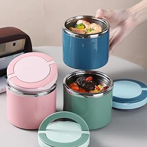 Lunch Box - Thermal Container with Leakproof Lid, Large Capacity Portable Bento Boxes for Office, Camping, Travel, Easy to Clean, Reusable with Ergonomic Handle, 1Pcs