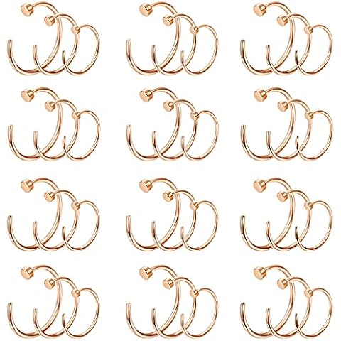 Drperfect 20G 36PCS 316L Stainless Steel Nose Ring Hoop Nose Piercing Jewelry for Women and Men, stainless steel, cubic-zirconia Cover