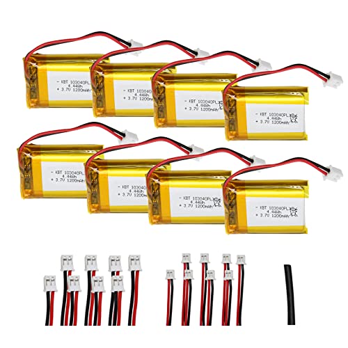 Kbt 3.7V 1200Mah Li-Polymer Battery: 103040 Lipo Rechargeable Lithium-Ion Replacement Batteries With Ph 2.54 Jst Connector, Ph1.25/2.0 Jst Connector For Replacement - 8Pack #TOP4