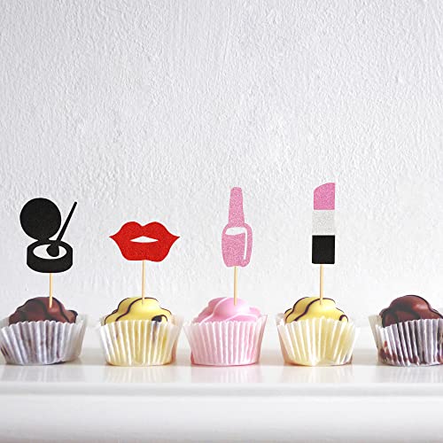 Arthsdite 36Pcs Make Up Cupcake Toppers Cosmetics Cupcake Picks For Make Up Parties Spa Party Decor Make-Up Birthday Lipstick Makeup Cupcake Toppers For Girl Birthday Bridal Shower Bachelorette Party #TOP3