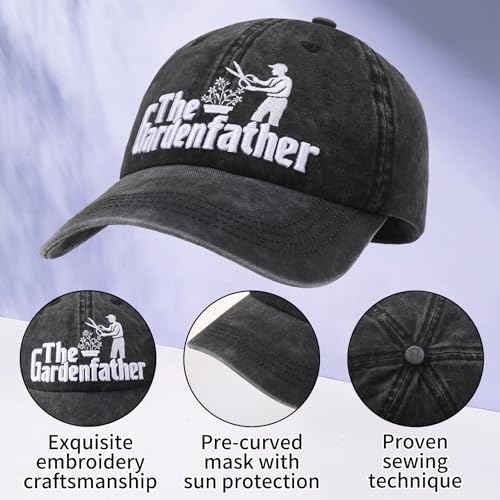 Zhamate Gardening Gifts for Men, Adjustable Cotton Baseball Cap with Gift Box for Plant Lovers Black - Thumbnail 3