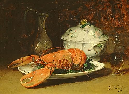 Toile Peinture Murale Nature Morte au Homard Fouace 60x90cm