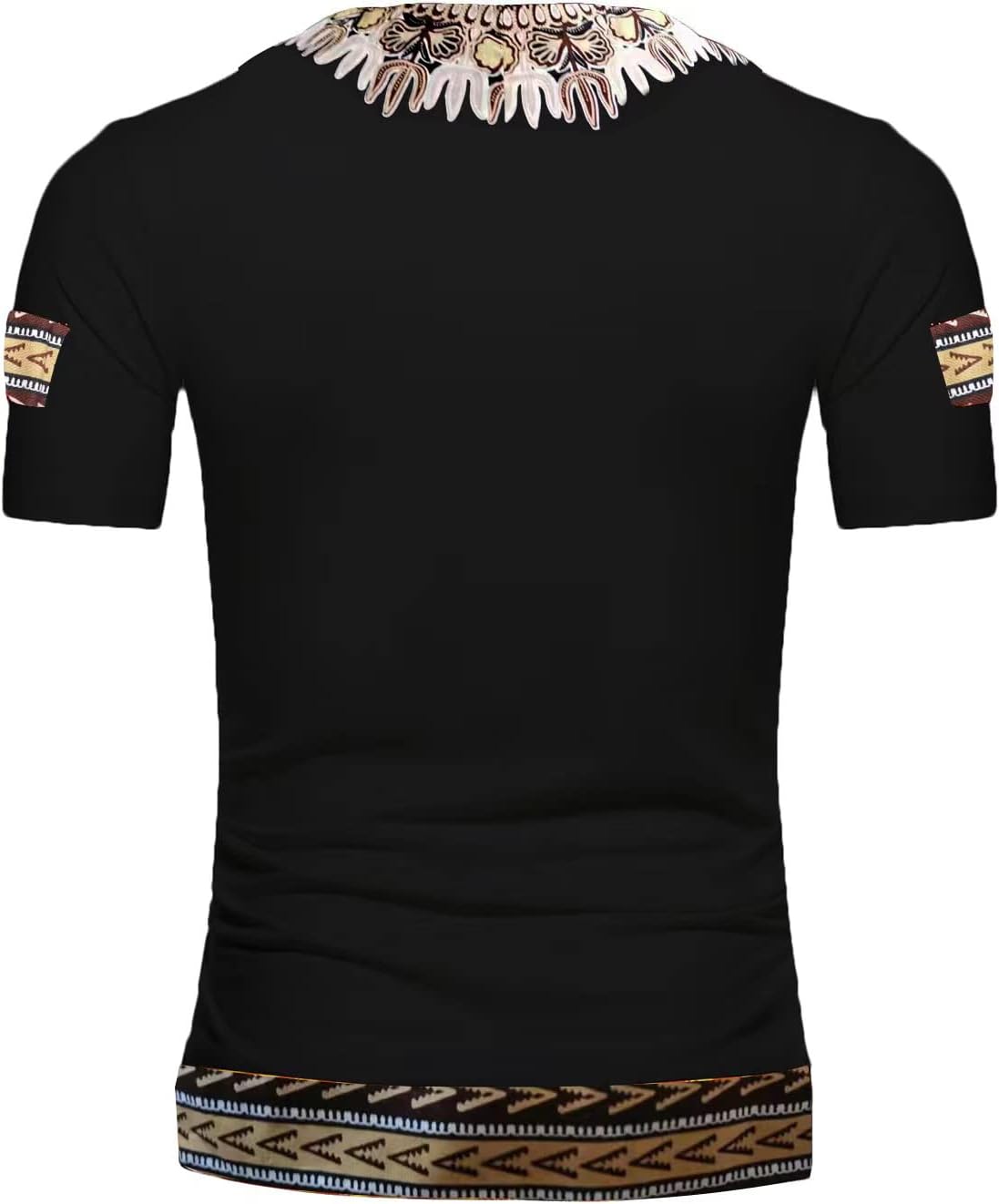 SHENBOLEN Men's African Print Shirt Dashiki Fashion T-Shirt Tops (Small, B) - Image 2