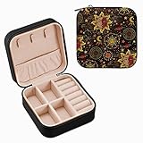 WIRESTER Fashion Leather Travel Jewelry Case Box, Small Portable Jewelry Organizer Storage for Ring Earrings Necklace Women Girls - Celestial Sun Moon And Stars
