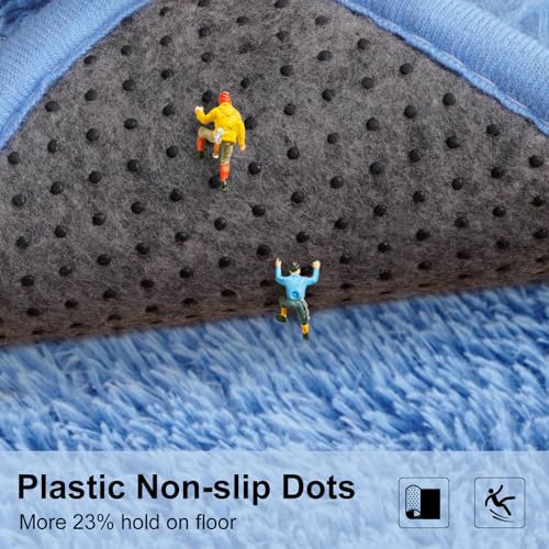 Blue Rugs for Bedroom, 2x3 Fluffy Area Rugs for Living Room, Soft Shag Kids Rug Small Carpet with 4 Non-Slip Rug Pads (Blue, 2ft x 3ft)