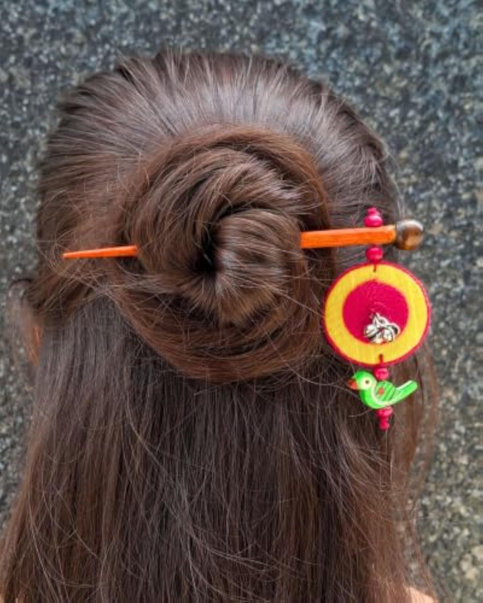 Handcrafted Wooden Hair Stick with Bird Charm, Unique Accessory