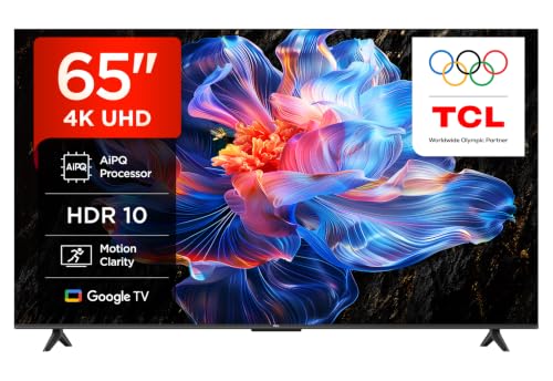 TCL 65V6C 65 Zoll Direct LED TV, 4K HDR Fernseher, Smart TV mithilfe von Google TV (Dolby Audio, Motion Clarity, Kompatibel mit Google Assistant & Alexa)