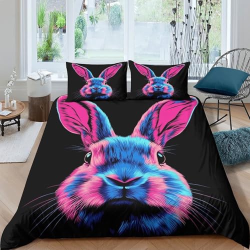 Housse de couette lapin microfibre durable parure de lit double chic - 4