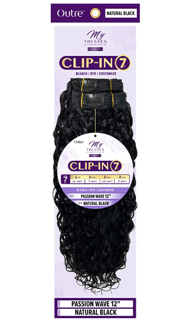 Outre Clip Ins Mytresses Purple Label 7PC Unprocessed Human Hair PASSION WAVE 12″ (NA)