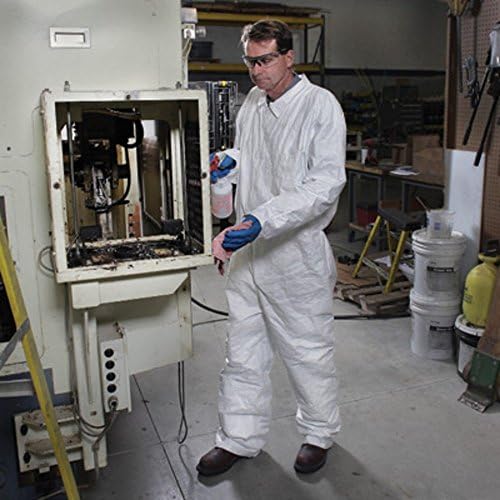 Radnor X-Large White Pro-1 Perforated High-Density Polyethylene Disposable Coveralls With Front Zipper Closure
