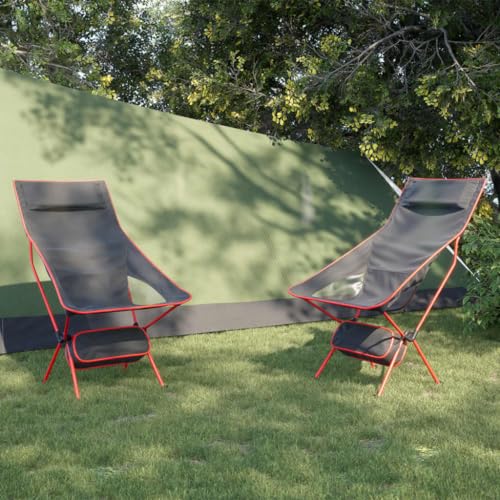 Gecheer Sillas de Camping Plegables 2 uds Tela Oxford y Aluminio Negro,Sillas de Camping,Mobiliario Exterior Patio Terraza CTY-2