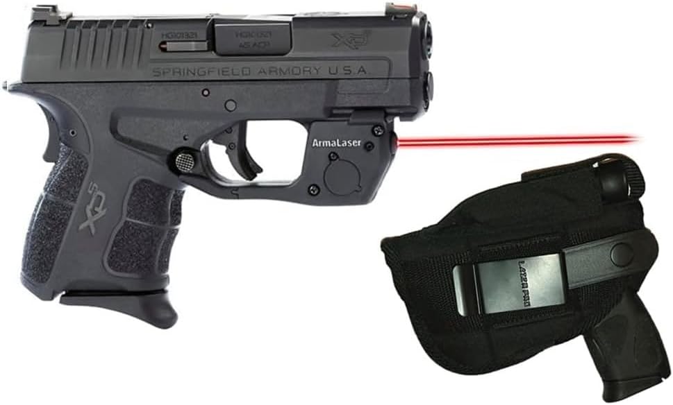 Compact Laser Kit for S&W w/Touch-Grip-Activated ArmaLaser TR37 / TR37s Red Laser and Tactical Holster for Compact Springfield XD-S XDS (All Versions) Plus 2 Extra Batteries