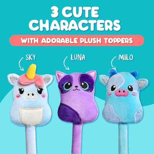 Image of BUNMO Stretch & Write 3 Pack Cute Gel Pens w /Soft Grip & 6 Refills - Pop Tubes Sensory Toys 4 Pack Large - Non-Mouthable Toy 3+ - Gift for Teens