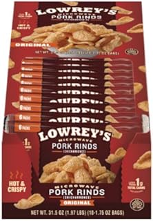 Lowrey's Bacon Curls Microwave Pork Rinds (Chicharrones), Original, 1.75 Ounce (Pack of 18)