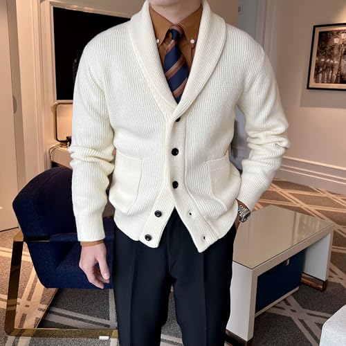 Pull col châle homme à simple boutonnage, tricot d'hiver chic