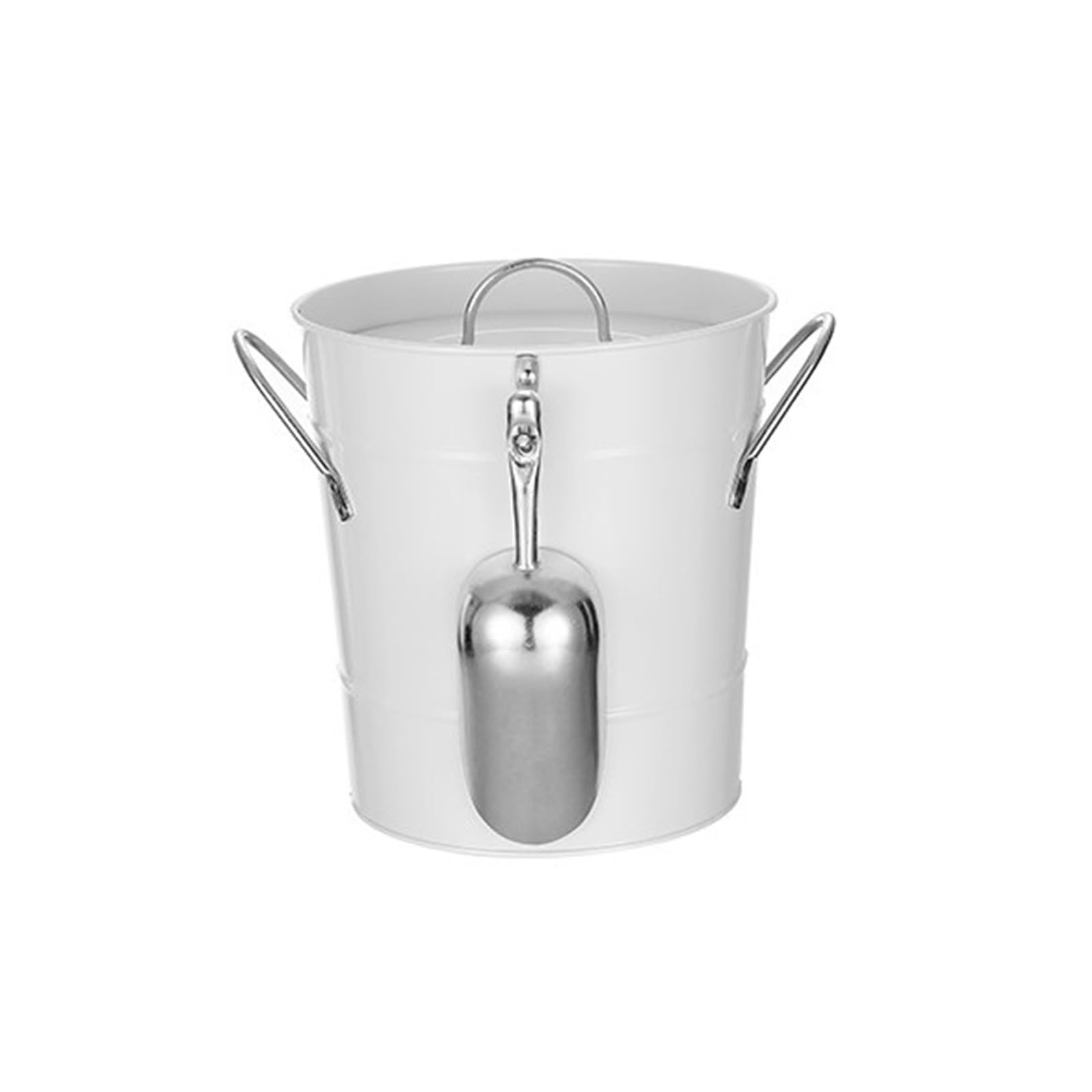 zhangrui1888 Ice Bucket Stainless Steel Ice Bucket with Lid Portable Ice & Beverage Bucket(White)