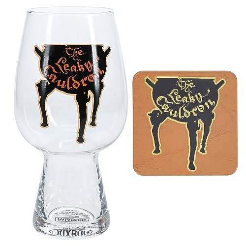 Set de vaso y posavasos Leaky Cauldron Harry Potter - Producto oficial, regalo para fans de Harry Potter, vaso de 550ml (18 oz)