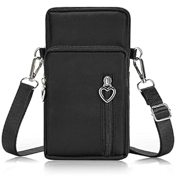 Bolsa feminina para celular com braçadeira esportiva, bolsa de viagem transversal para celular Galaxy S10 Plus S9 Plus A50 A7 J7, OnePlus 6T, HTC U12 (preto)