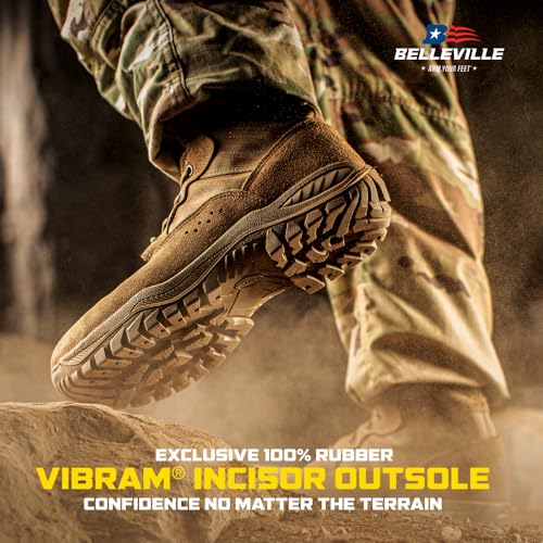 Belleville Flyweight C320 8” Combat Boots for Men - Ultra-Lightweight Army/Air Force OCP ACU Coyote Brown Leather with Traction Outsole; Berry Compliant3
