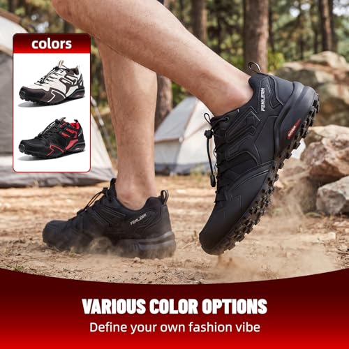 FENLERN Trail Running Shoes for Men Waterproof Lightweight Non-Slip Outdoor Hiking Trekking Sneakers(12 Men, Black)