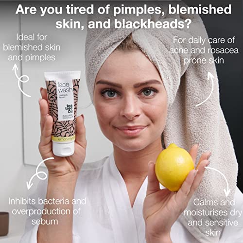 Face Wash 100ml - Facial Wash cleanser for oily skin with Tea Tree Oil + Lemon Myrtle | Spot Face Wash, oily skin cleanser & Deep Cleansing Face Wash for acne prone skin | Face Wash Women & Men - Image 3