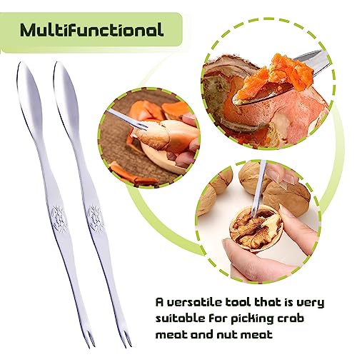 Nut Cracker, Nutcracker, Seafood Tools, Walnut Cracker for All Nuts, Heavy Duty Shell Cracker with 2 PCS Forks/Picks, Lobster Crab Crackers with Non-slip Handle - Thumbnail 4