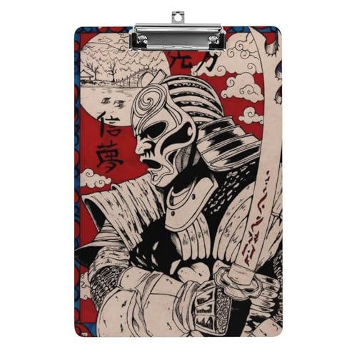 クリップボード サムライ 侍 和柄 A4サイズ対応 クリップファイル バインダークリップ 用箋ばさみ ファイルボード メモ帳 縦型 書類整理 おしゃれ かわいい 筆記 多機能 壁掛け プレゼント