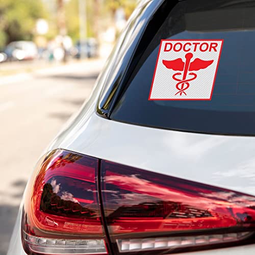 Image of CVANU Doctor Reflective Vinyl Exterior Decal for Vehicle 2pcs (11x11cm) Red cv7