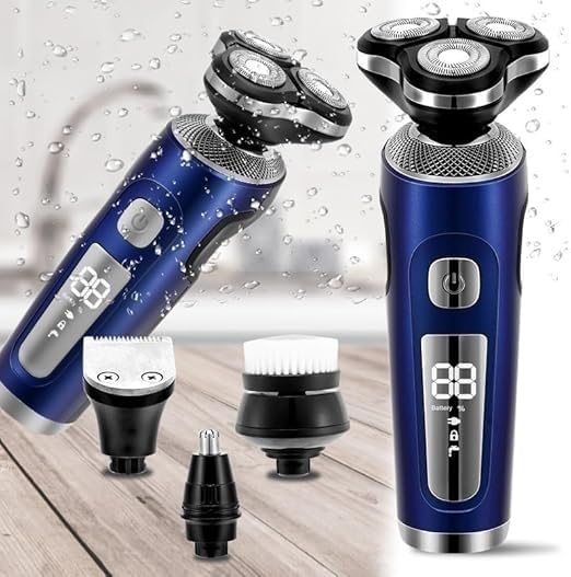 Kopfrasierer für Männer, 4-in-1 Elektrorasierer 3D-Schwimmende Schneider, USB-Schnellladung, Rasiermesser für Männer, Klingen, tragbarer Bartschneider, Schermaschine