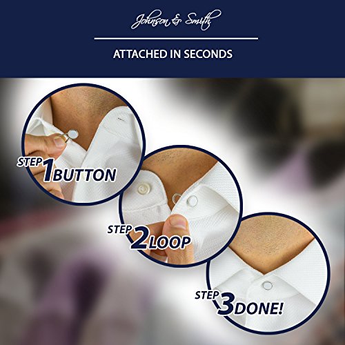 Johnson & Smith White Metal Collar Extenders Stretch Neck Extender for 1/2 Size Expansion of Men Dress Shirts, 5 +1 Pack, 3/8"2