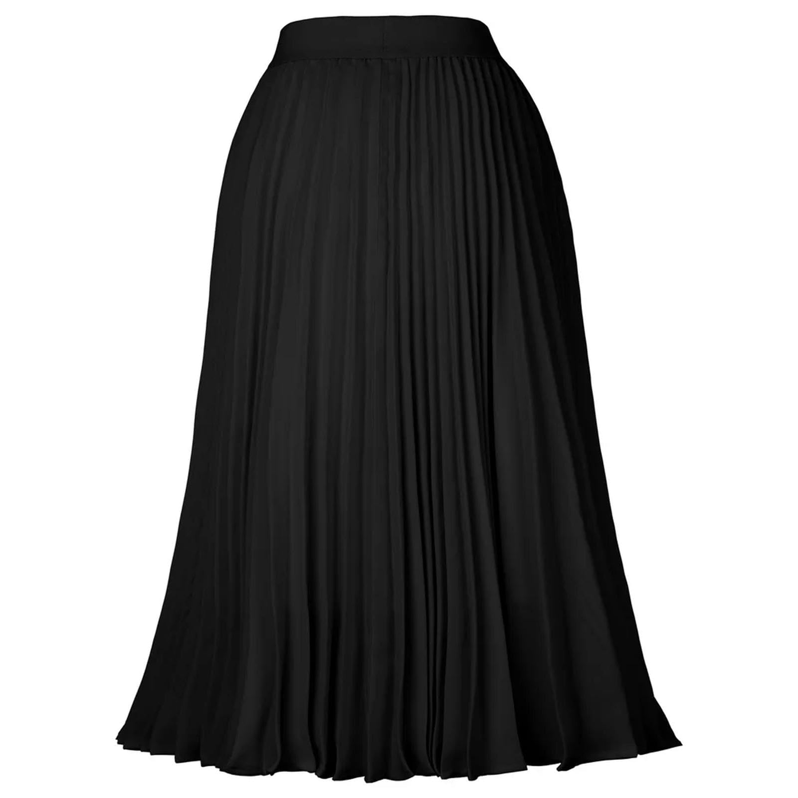 Eleganter Midi-Rock für Damen, hohe Taille, plissierter A-Linien-Rock, knielanger Rock, Mädchenkleidung, Elfenbein, L