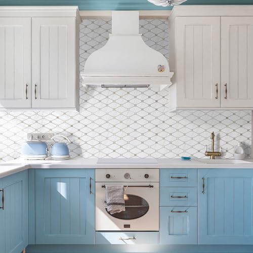 STICKGOO 10 Sheets Peel and Stick Backsplash, Polished Dolomite PVC Mixed Metal Gold Kitchen Backsplash, Stick on Backsplash Wall Tiles for Kitchen, Bathroom, RV - Image 4
