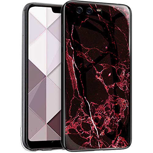 Urhause Cover Compatible with Huawei P10 Case Glossy Glitter Marble Mirror Case Clear Marble Sparkle Bumper Hard Cover Soft TPU Edge Silicone Skin Cover Shiny Bling Anti-Scratch Shockproof Cover Red