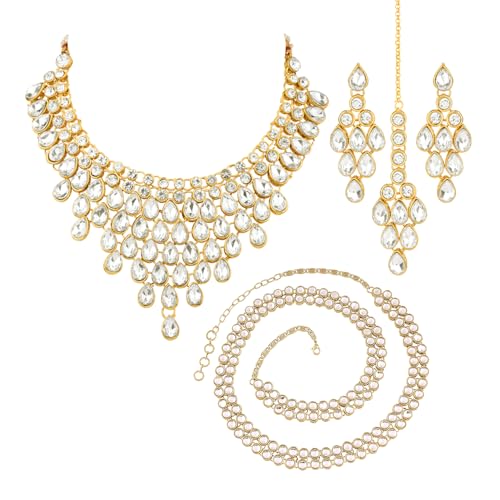 Image of Peora Ethnic Traditional Kundan Bridal Jewellery Set Gift for Women