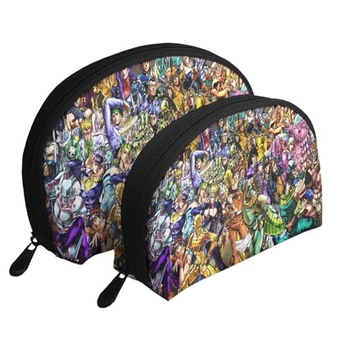 化粧ポーチ 2点セット シェル型収納袋 ジョジョの奇妙な冒険 (16) 親子ポーチ コスメポーチ 化粧品収納 収納ポーチ 収納バッグ メイクポーチ 貝殻型 大容量 財布 旅行グッズ トラベルポーチ 持ち運び便利 人気 小物入れ