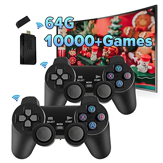 QISELF 10K+ Games Wireless Retro Game Console Classic Video Game Console 1080P HDMI Output All in One Game Console with 9 Emulators