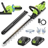 Hedge Trimmer Cordless, 20-Inch for Bushes, 2 Batteries, Lightweight Design