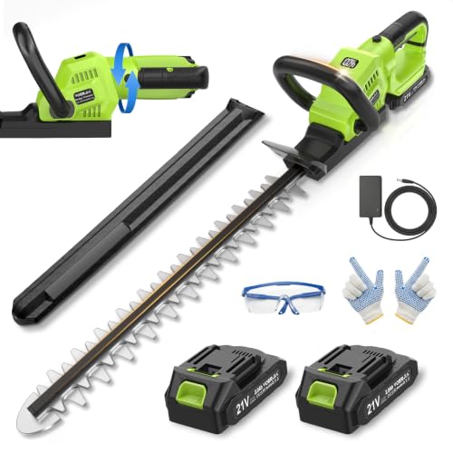 21V Cordless Hedge Trimmer with Rotating Handle