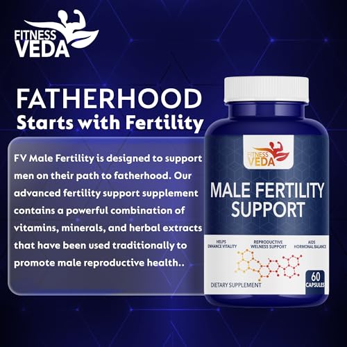 Image of Fitness Veda Male Fertility Support Capsules | Men's Reproductive Health & Vitality Formula |Herbal Fertility Booster | Sperm Health, Stamina & Reproductive Wellness Support - 60 Veg Capsules