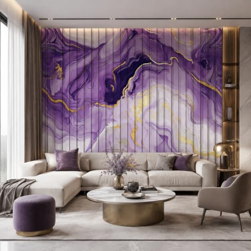 Image of Purple Gold Louvers Self-Adhesive Kitchen Wallpaper Roll, PVC 3D Wall Sticker Oil Proof, Waterproof & Washable Wallpaper for Home Decor, Living Room, Bedroom, Hotel & Cafe Walls (45x300cm)