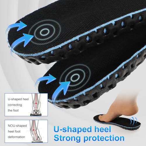 Image of XINIFOOT 3 Pairs Elastic Shock Absorbing Shoe Insoles Breathable Honeycomb Sneaker Inserts Sports Shoe Insole Replacement Insoles for Men (Black)