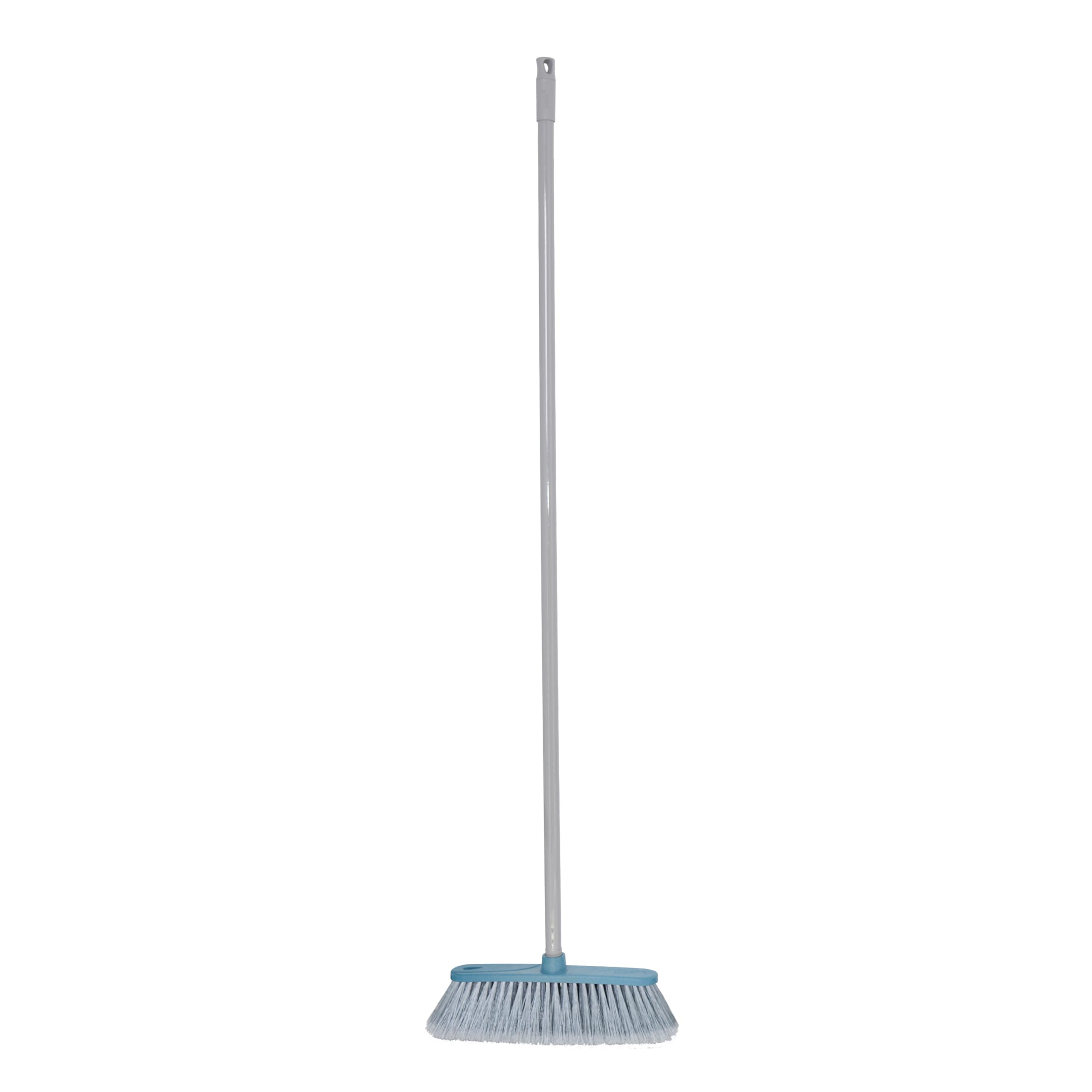 YORK ReSTART Scopa con Manico Lungo 120 cm Setole Fitte in Plastica Riciclata e Trucioli di Legno Spazzolone Ergonomico Larghezza 31 cm Blu e Legno